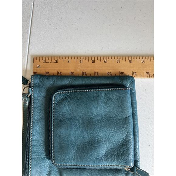 Fossil turquoise crossover leather bag purse hobo y2k vintage shoulder blue - Picture 9 of 11